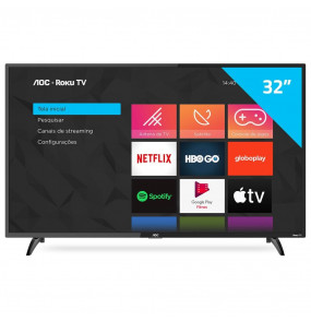 AOC Roku TV Smart TV LED 32” 32S5195/78 com Wi-fi, Controle Remoto com atalhos, Roku Mobile, Miracast, Entradas HDMI e USB