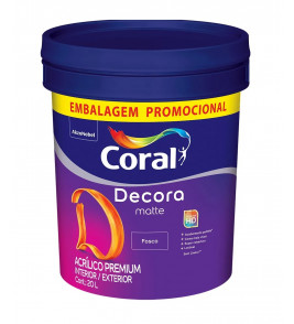 Tinta acrílica premium fosco Decora branco 20L Coral