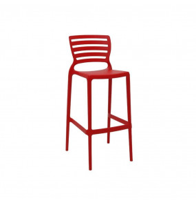 Cadeira Plastica Monobloco Sofia Vermelha Encosto Vazado Horizontal Alta Bar Tramontina - Vermelho